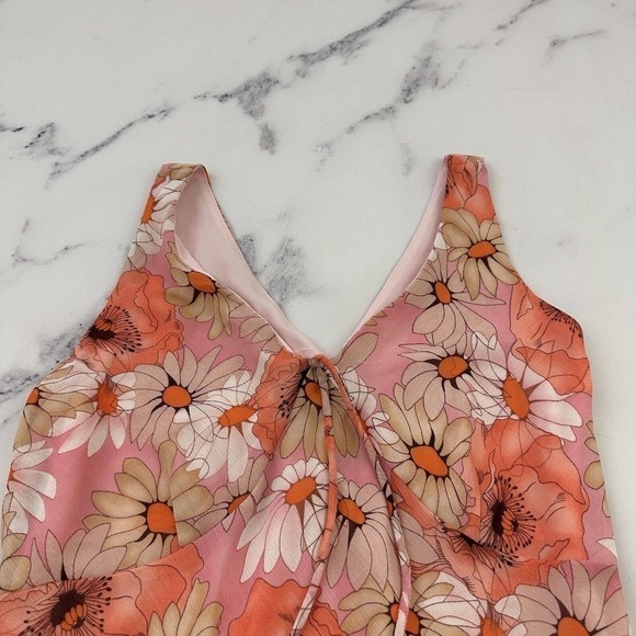 Karin Stevens Womens Vintage Y2k Slip Dress Size 6 Petite Pink Daisy Floral - Picture 2 of 9